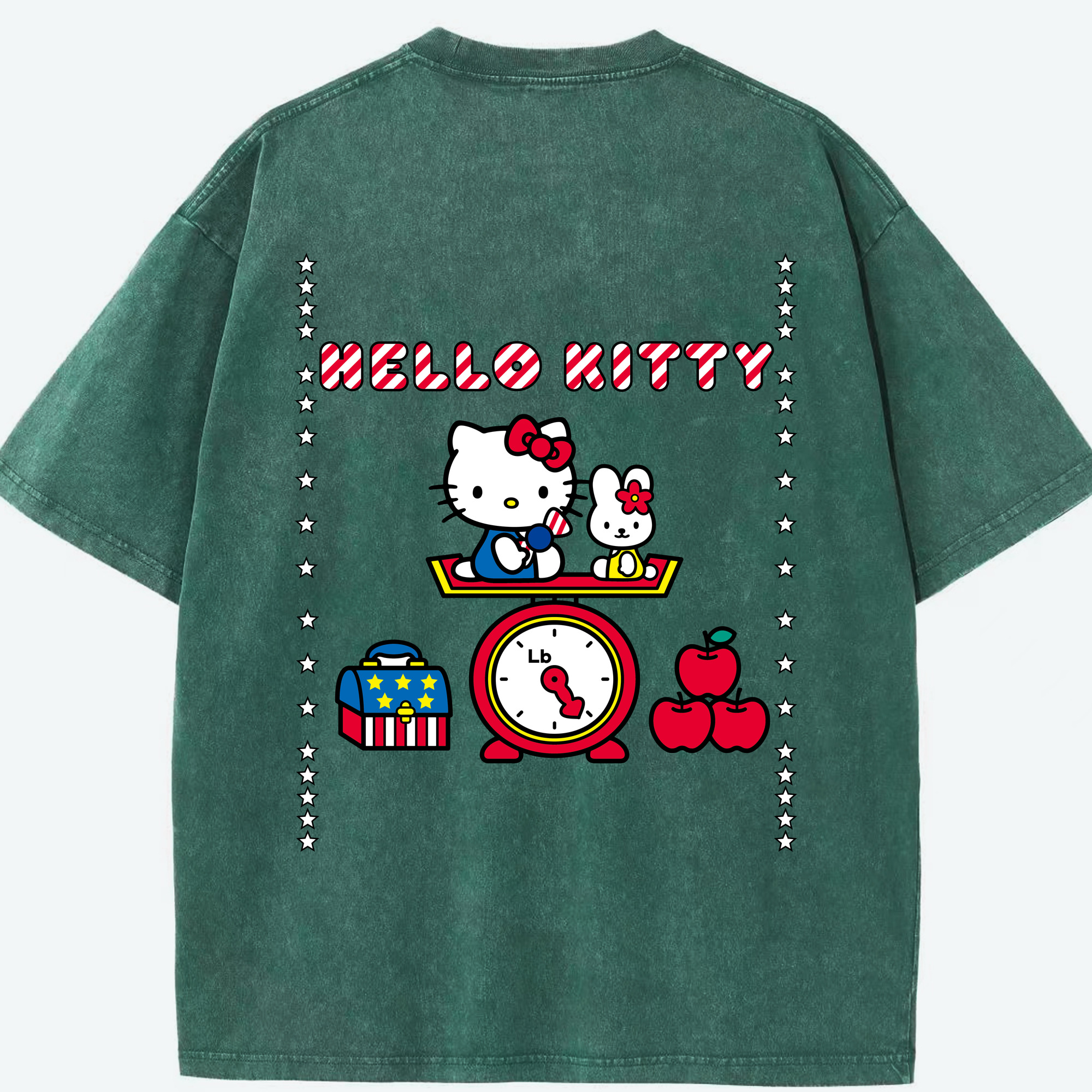 （画像用） Hello Kitty ハローキティ 綿100% ヴィンテージ風 半袖Tシャツ（背面プリント）